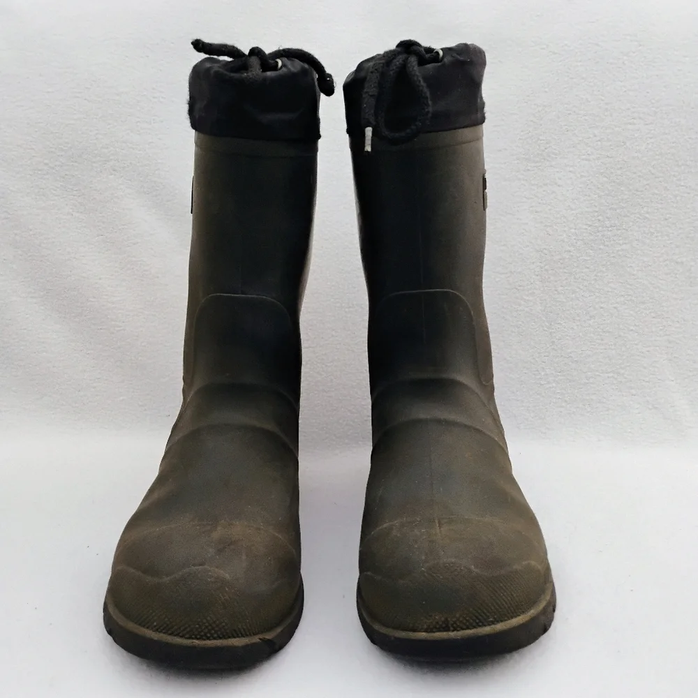 Kamik Forester Insulated Rubber Boots, US Men Size 10 - Plain Toe, Green / Black